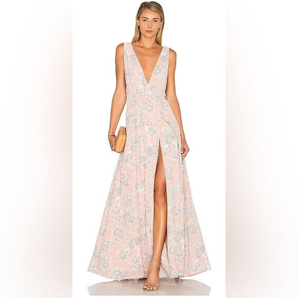Lovers and Friends Revolve Floral Leah Wrap Gown Maxi Dress sz 10 Lovers and Friends Revolve Floral Leah Wrap Gown Maxi Dress sz 10